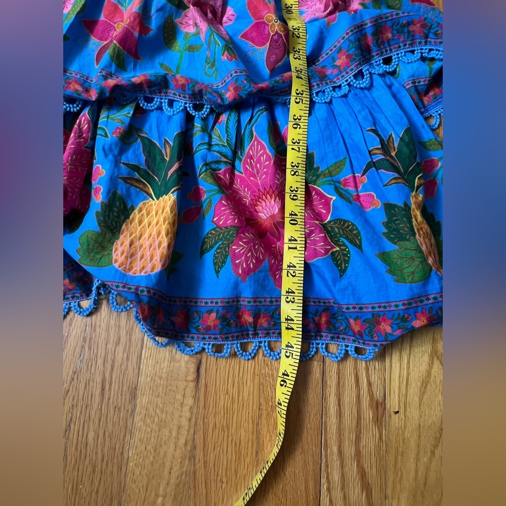 FARM Rio Blue and Pink Ruffled Tiered Midi Sundress M - Picture 13 of 13